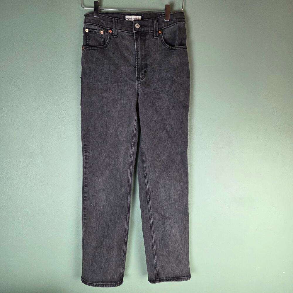 Abercrombie & Fitch Jeans Womens 27 4 90s Straight Ultra High Rise Faded Black